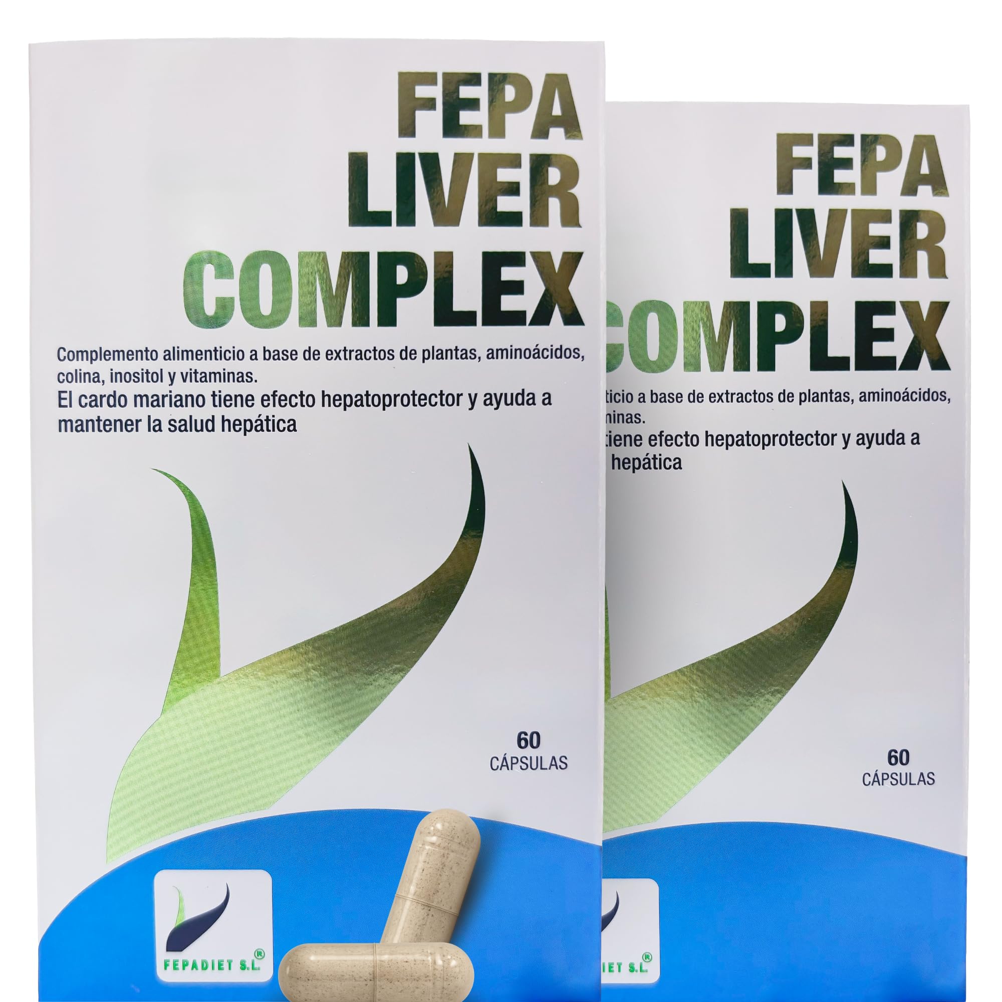 FEPA Liver Complex – 60 Cápsulas Pack de 2 – Cardo Mariano, Alcachofa y Diente de León con Aminoácidos y Vitaminas B – Complemento Alimenticio – Apoya el Bienestar Digestivo y Metabolismo – Fepadiet