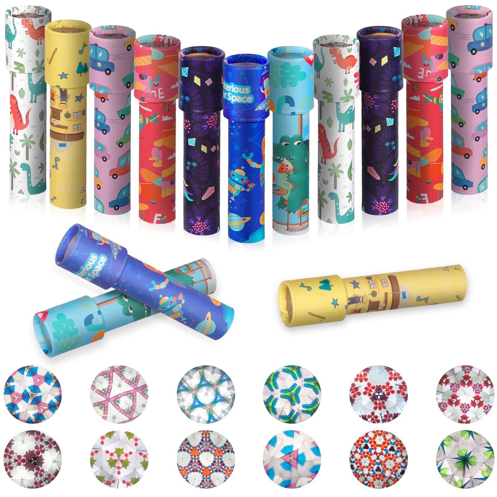 14 Pezzi Caleidoscopi per Bambini, Bomboniere per Feste di Compleanno per Bambini, Giocattolo Caleidoscopio di Carta Classico, Regalo per Natale, Premio per la Scuola e l'Aula