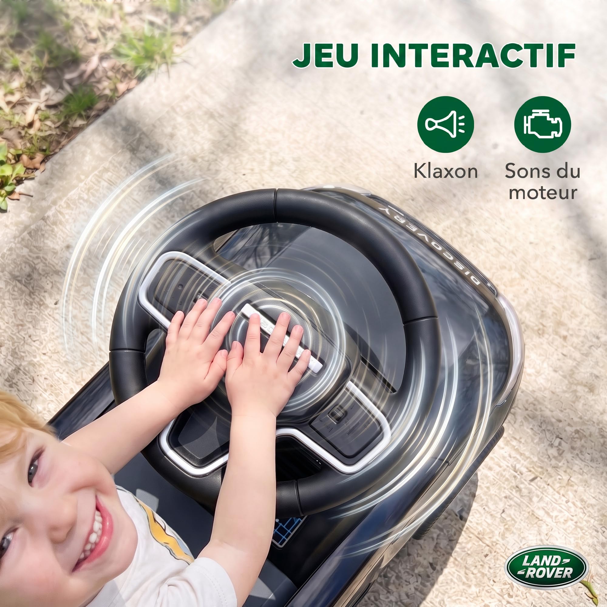 AIYAPLAY Porteur Enfants Voiture sous Licence Land Rover 18-36 Mois Noir