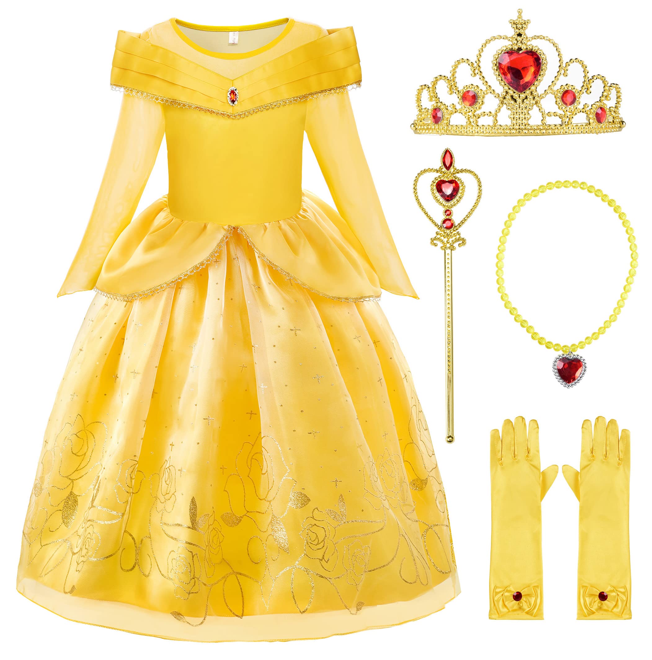 ReliBeauty Little Girls Princess Costume Dress up with Accessories, Yellow