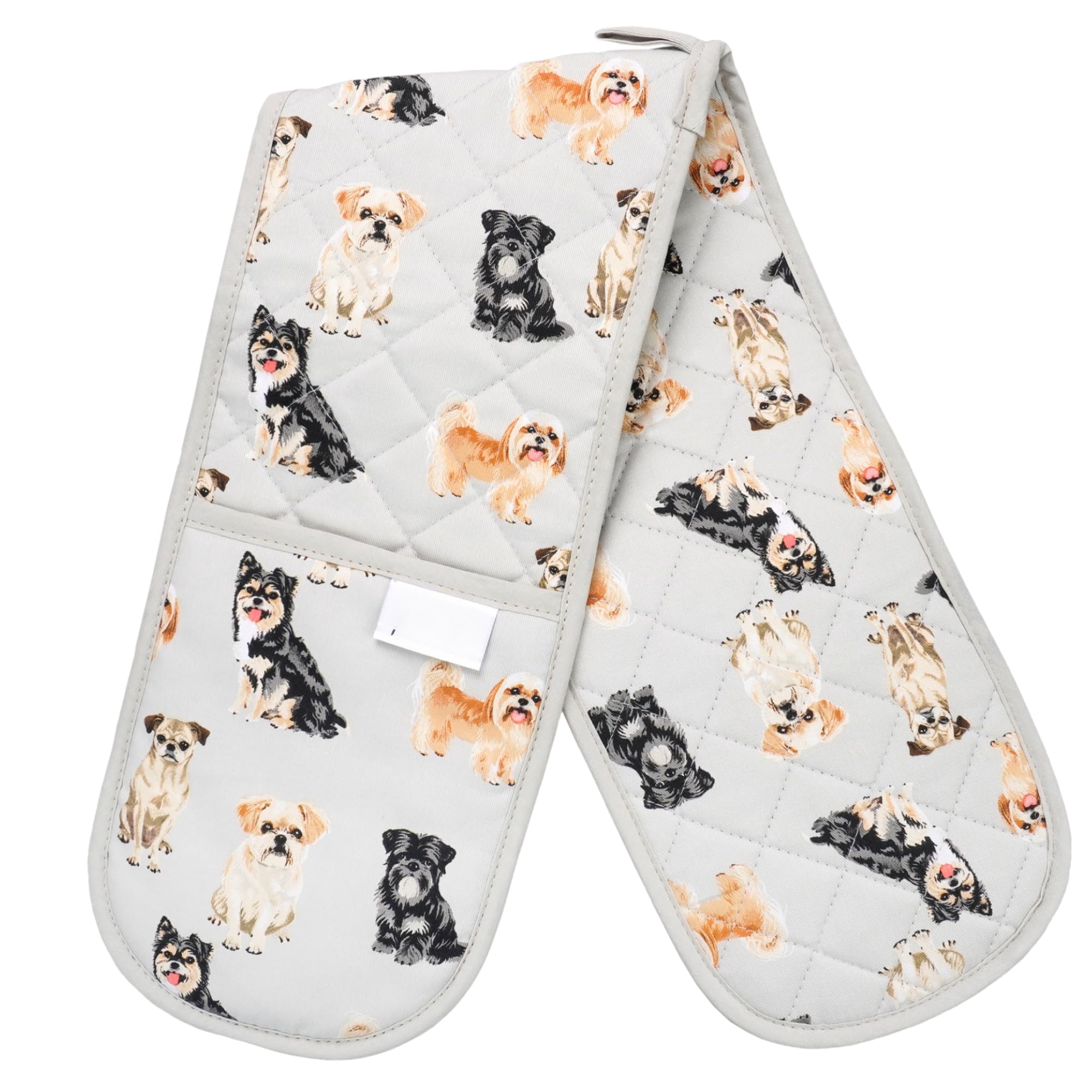 SiXsigma Sports Double Oven Gloves Heat Resistant Oven Mitts - Heavy Duty Potholders Novelty Home And Kitchen Gloves For Cooking & Baking - Ideal For Women & Men (Dog 2)