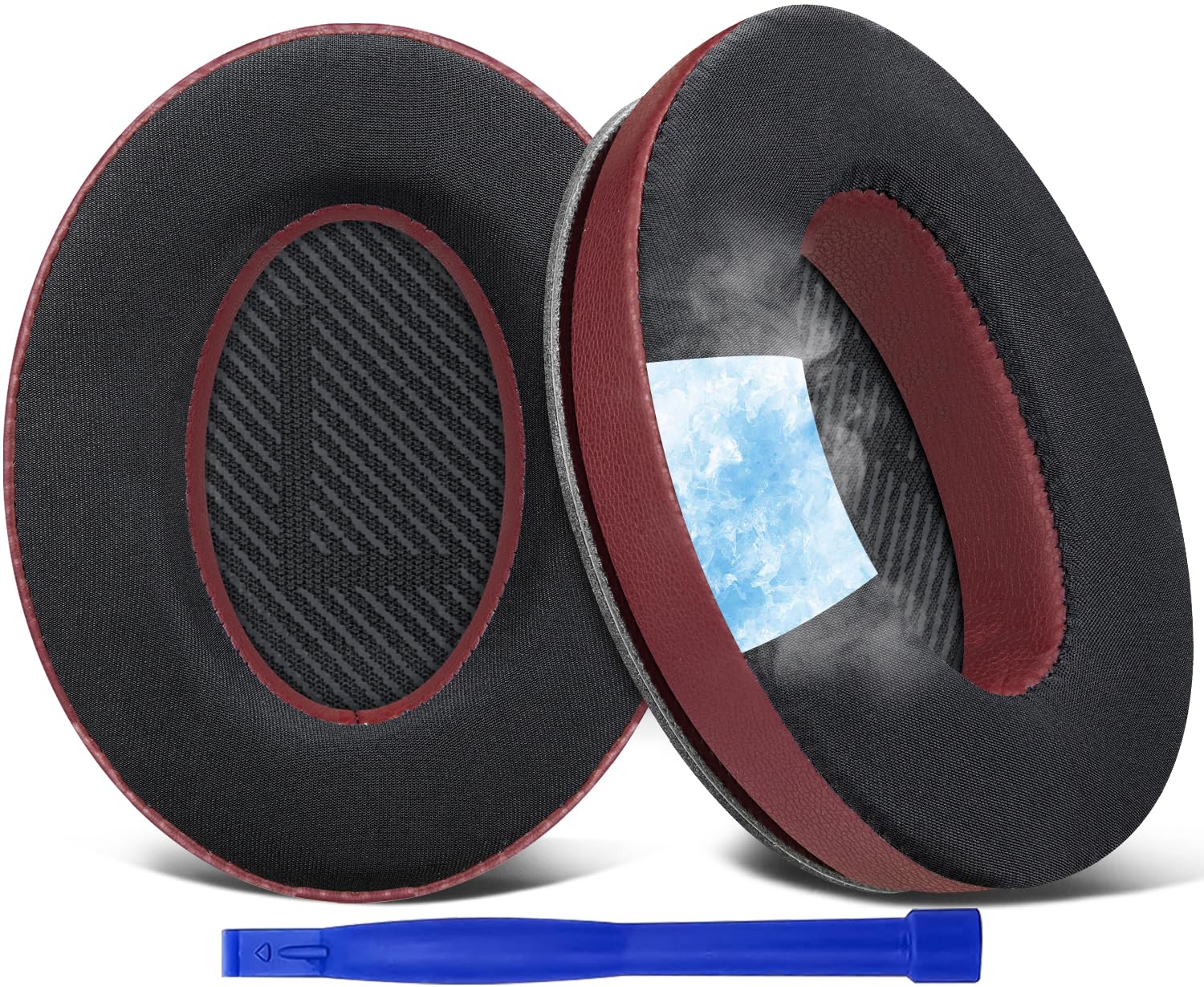 solowit cooling-gel ear pads cushions replacement, earpads for bose quietcomfort 35 (qc35) and quiet comfort 35 ii (qc35 ii) over-ear headphones, noise isolation foam - burgundy