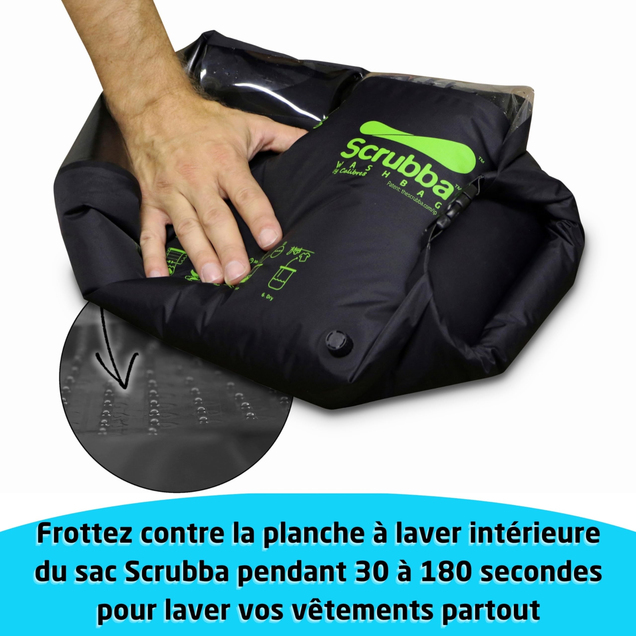 Scrubba Sac Lave-Linge Portatif 2.0 - Sac Étanche pour Voyage, Camping, Randonnée