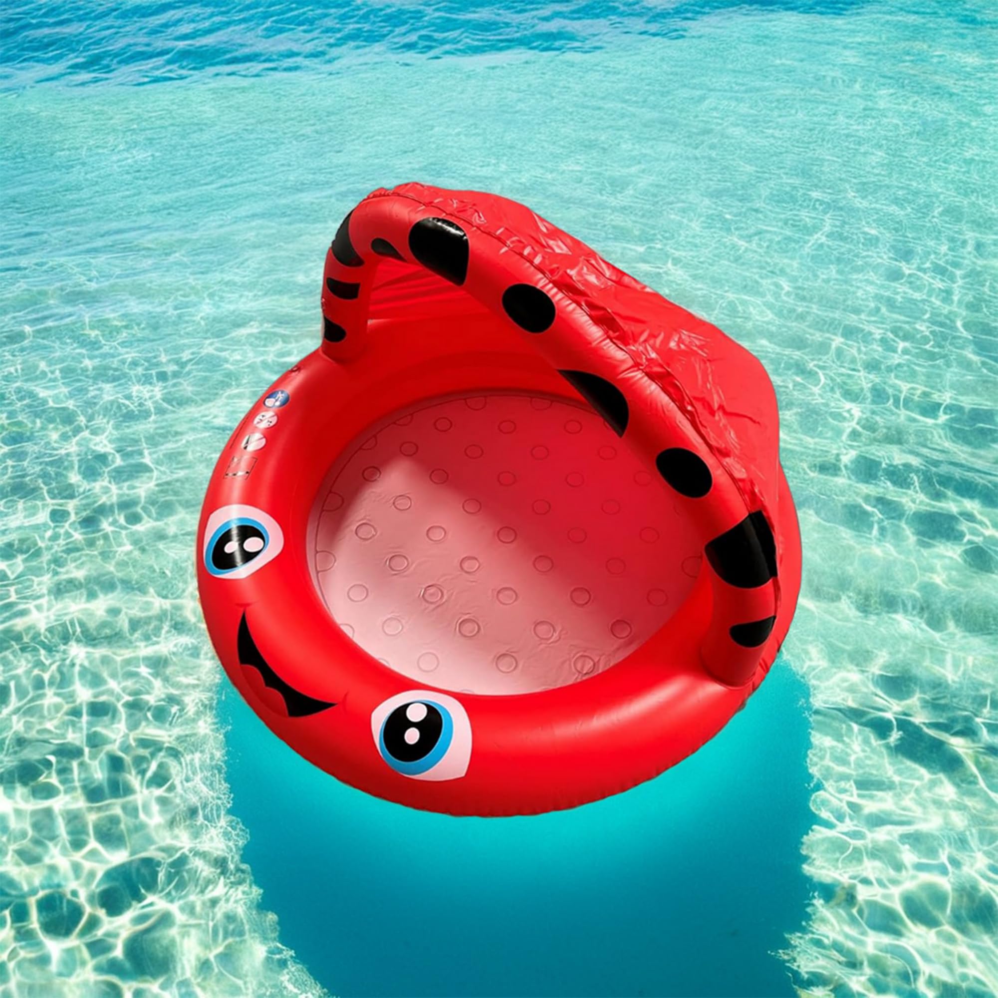 Sicignano | Piscina hinchable mariquita Ø92x62h cm - Fondo suave, diseño divertido para niños, ideal para jardín y playa