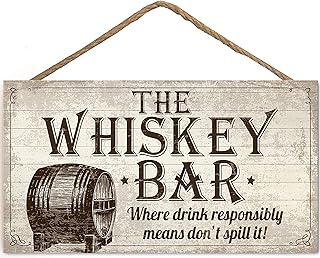 TOMATO FANQIE Vintage Whisky Bar Plaque Hanging Rustic Sign Home Bar Pub Man Cave Birthday Gift for Him 10x5 inch (US-G021)