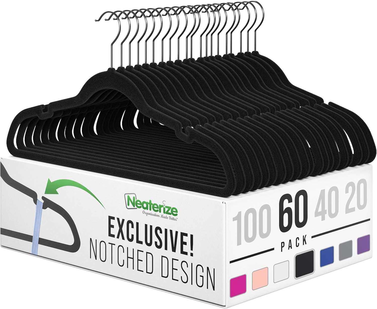 Velvet Clothes Hangers (20, 40, 60, 100 Packs) Heavy Duty Durable Coat and Clothes Hangers