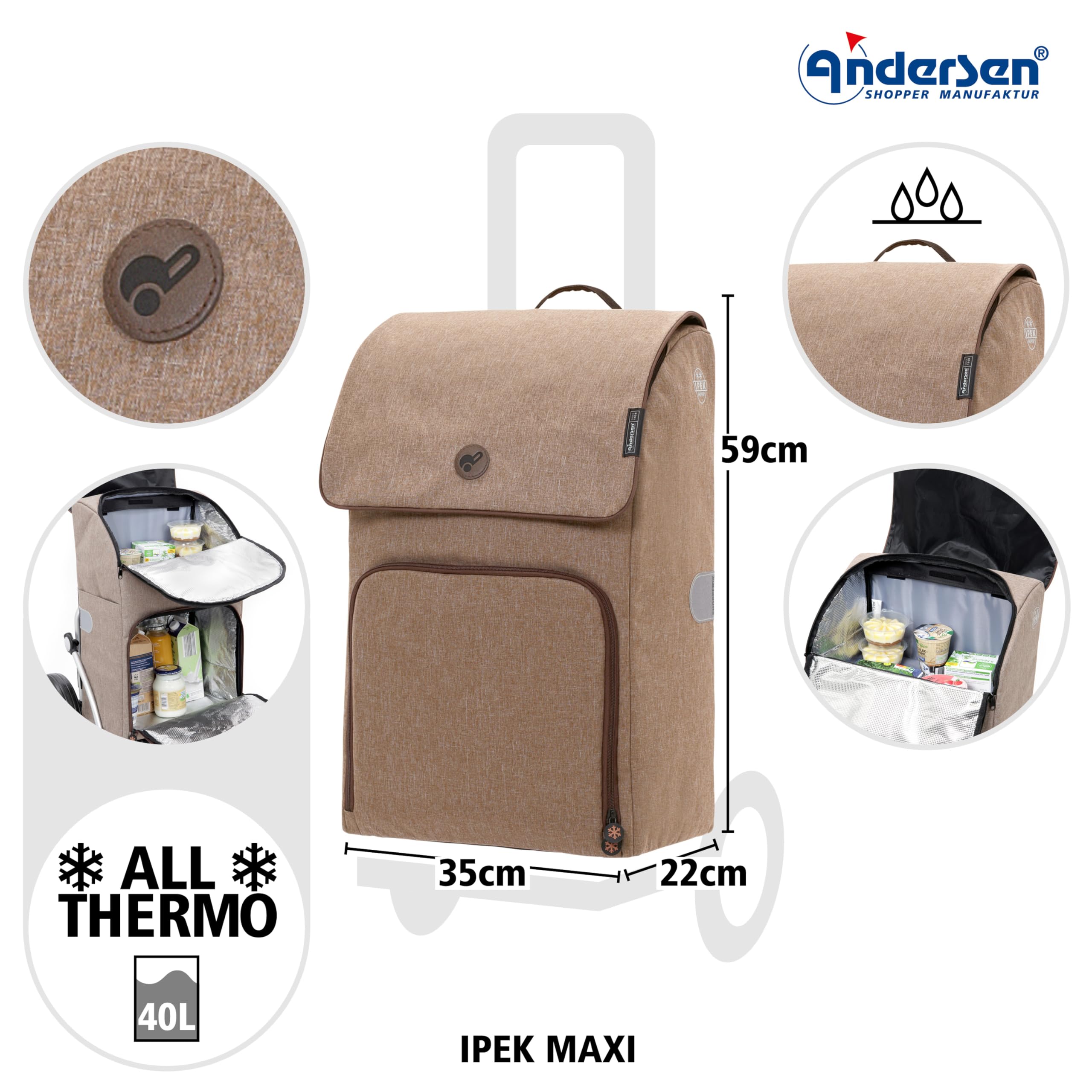 ANDERSEN Einkaufstrolley - Komfort Shopper Ipek Maxi Sand