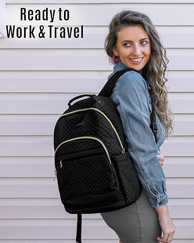 Miniatura 6 de Mochila para mujer mochila para laptop de 156 pulgadas para computadora viajes escuela trabajo profesional bolsas de cuaderno con patrón de puntada