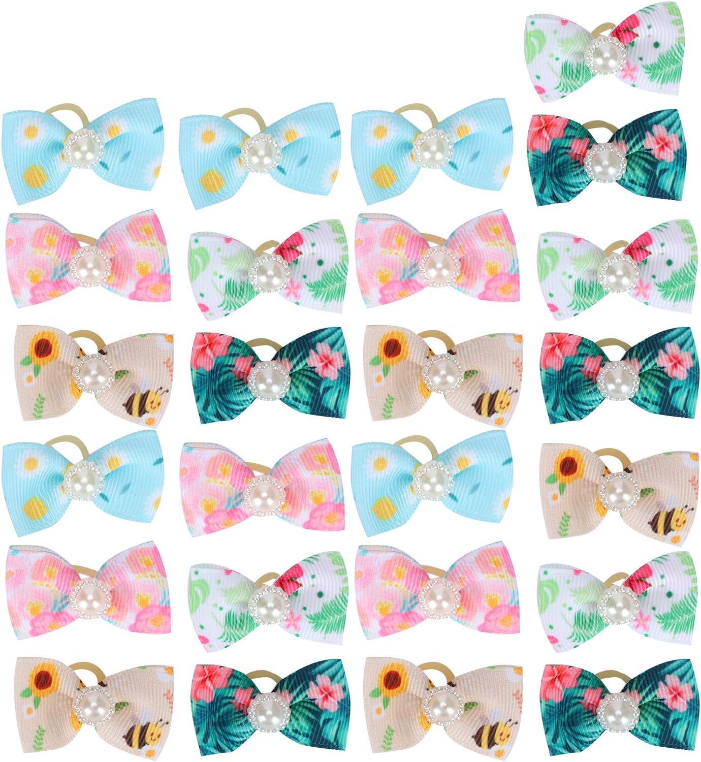 25 Pieces Dog Hair Bows, Fruit Pattern, Pet Hair Bows, Bow, Rubber Band for Puppies, Hair Care Accessories with Bow, Default 2