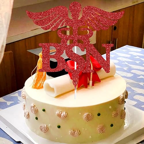 Miniatura 4 de Decoración para tartas MD con purpurina roja Felicidades Doctor 2023Superviviente de la escuela de medicinaClase de 2023RNBSNFuture Doctor