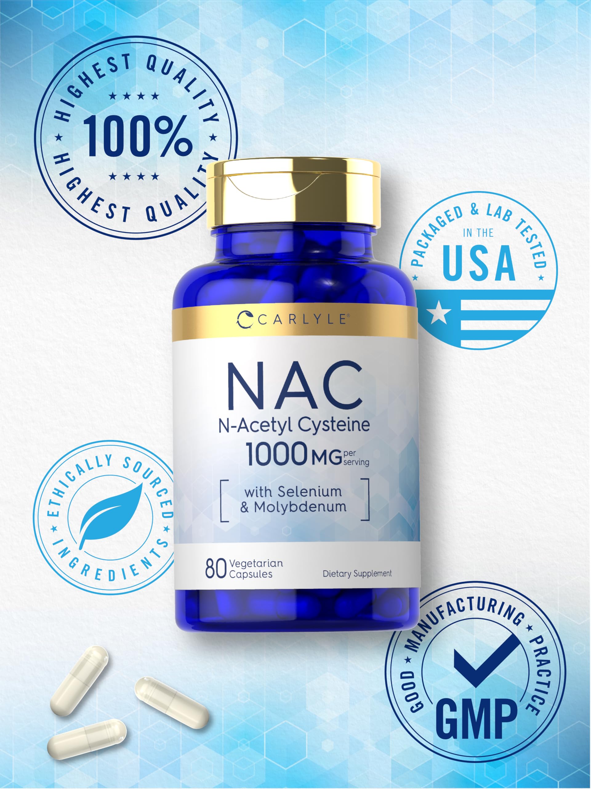 Carlyle NAC Supplement N-Acetyl Cysteine 1000mg | 80 Capsules — Amazon image 6
