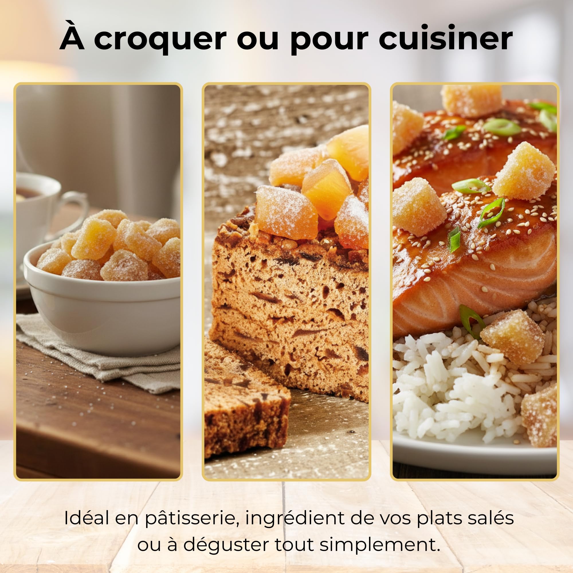 [MA] bio-épicerie - Gingembre confit BIO en cubes 870 g – Sachet vrac – Gingembre confit sans conservateur – Format polyvalent pour cuisine, pâtisserie et recettes maison