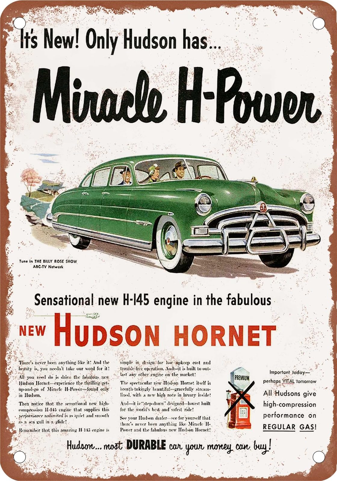 METAL SIGN - 1951 Hudson Vintage Ad 03 - Old Retro Rusty Look home decor