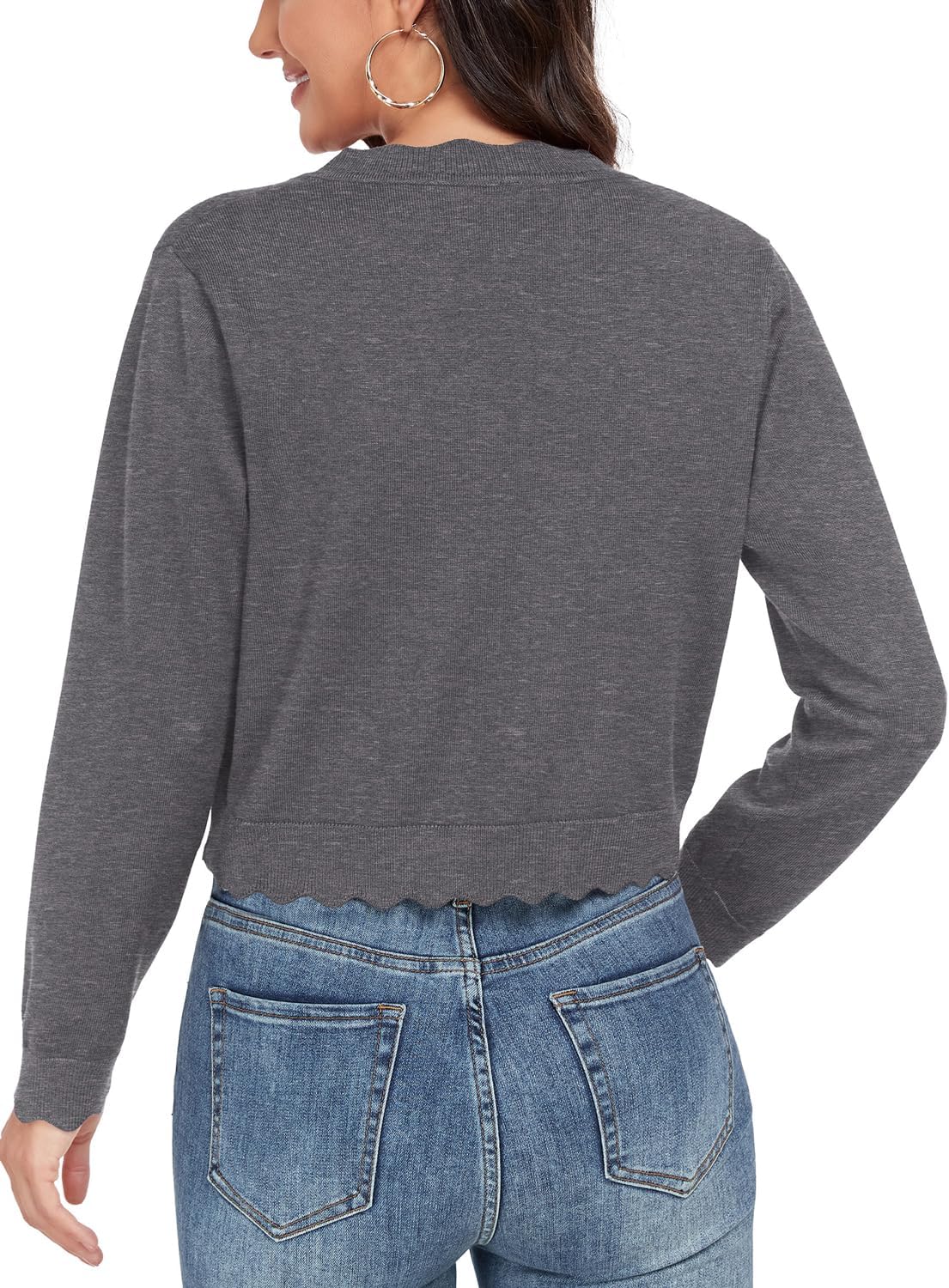 GRECERELLE Women's Long Sleeve Lightweight Open Front Cropped Cardigan Knit Sweaters Bolero Shrugs (S-2XL) - Image 6