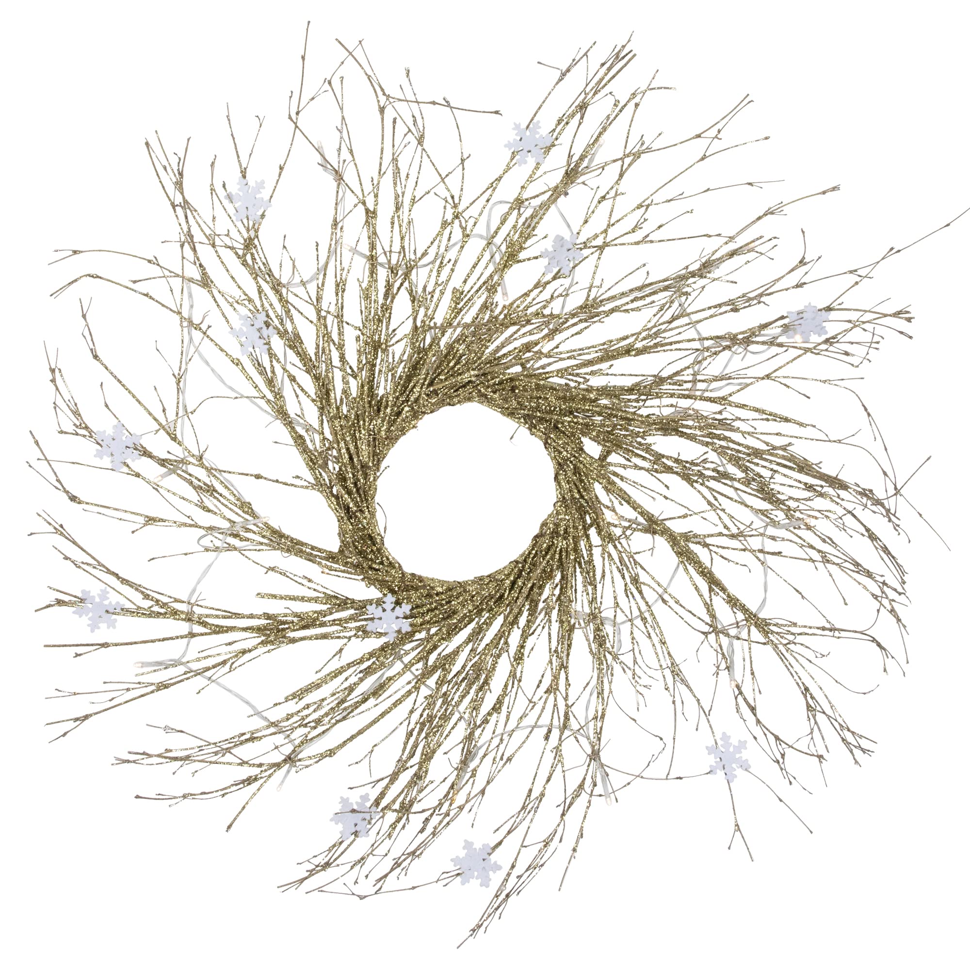 Northlight Pre-lit Battery Operated Glittered Twig Christmas Wreath - 28