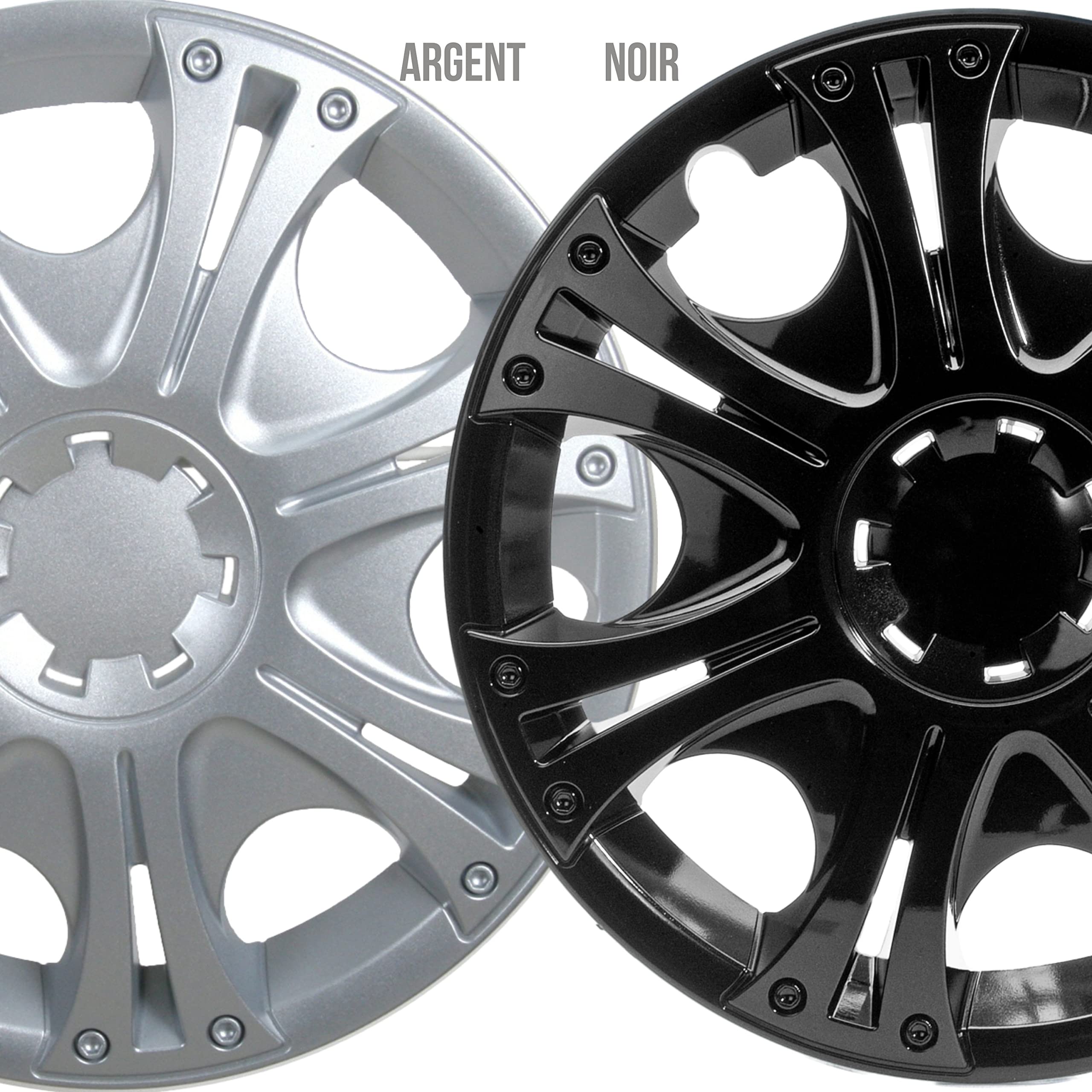 Albrecht 16 pouces noir enjoliveurs pour jantes en acier - Aruba enjoliveur de roue en plastique avec peinture en couches - Enjoliveurs dans l'emballage d'origine Albrecht - Fabriqué en UE