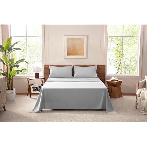 MISSQ Queen Size Bed Sheets Set - Cooling, Extra Soft, Wrinkle & Fade Resistant, Hypoallergenic - 4 Piece Hotel Luxury Microfiber Sheets with 16 Inch Deep Pocket, Queen, Gray