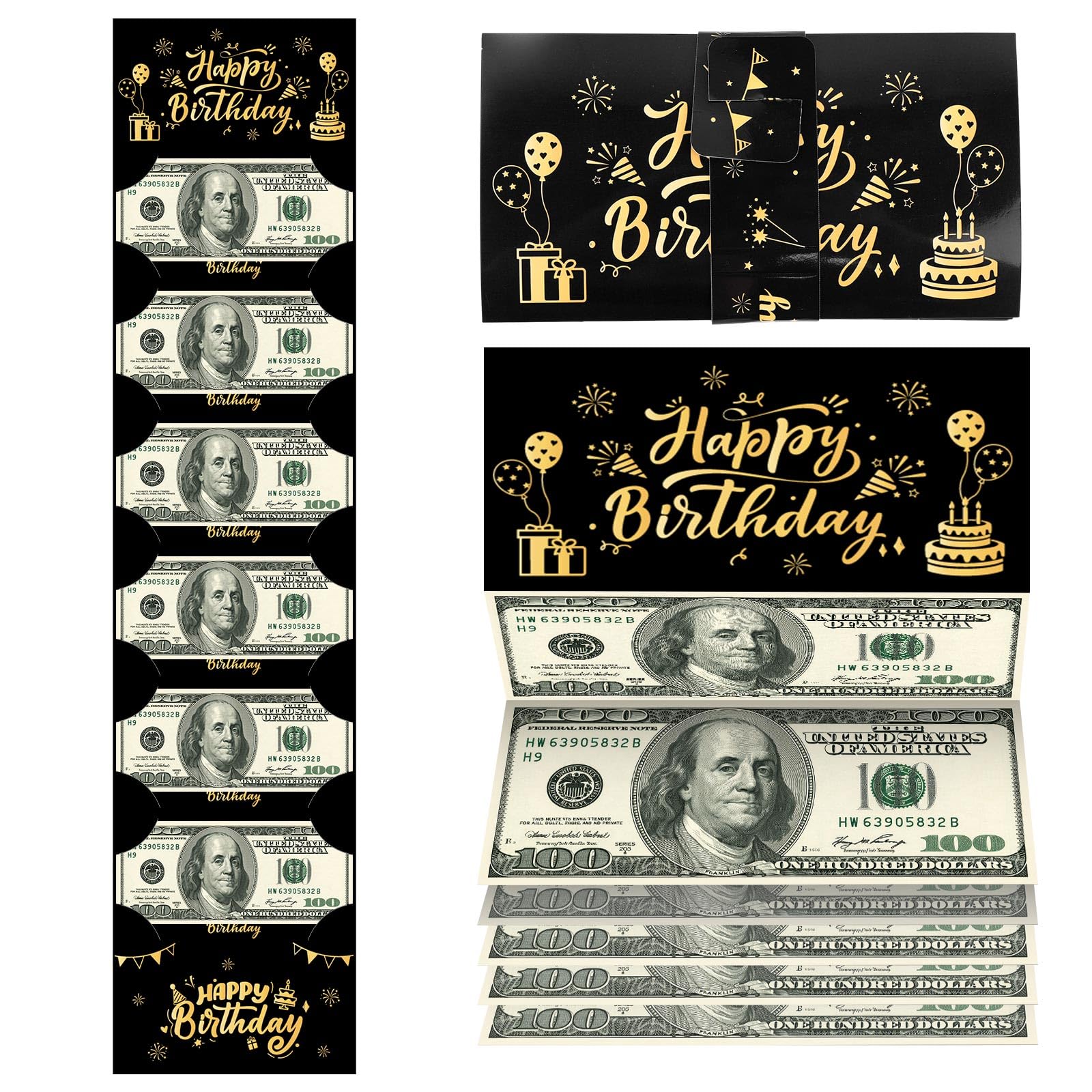 Porta Soldi per Compleanno Oro Nero 6 Scomparti Uomini Donne Bambini Regalo Creativo
