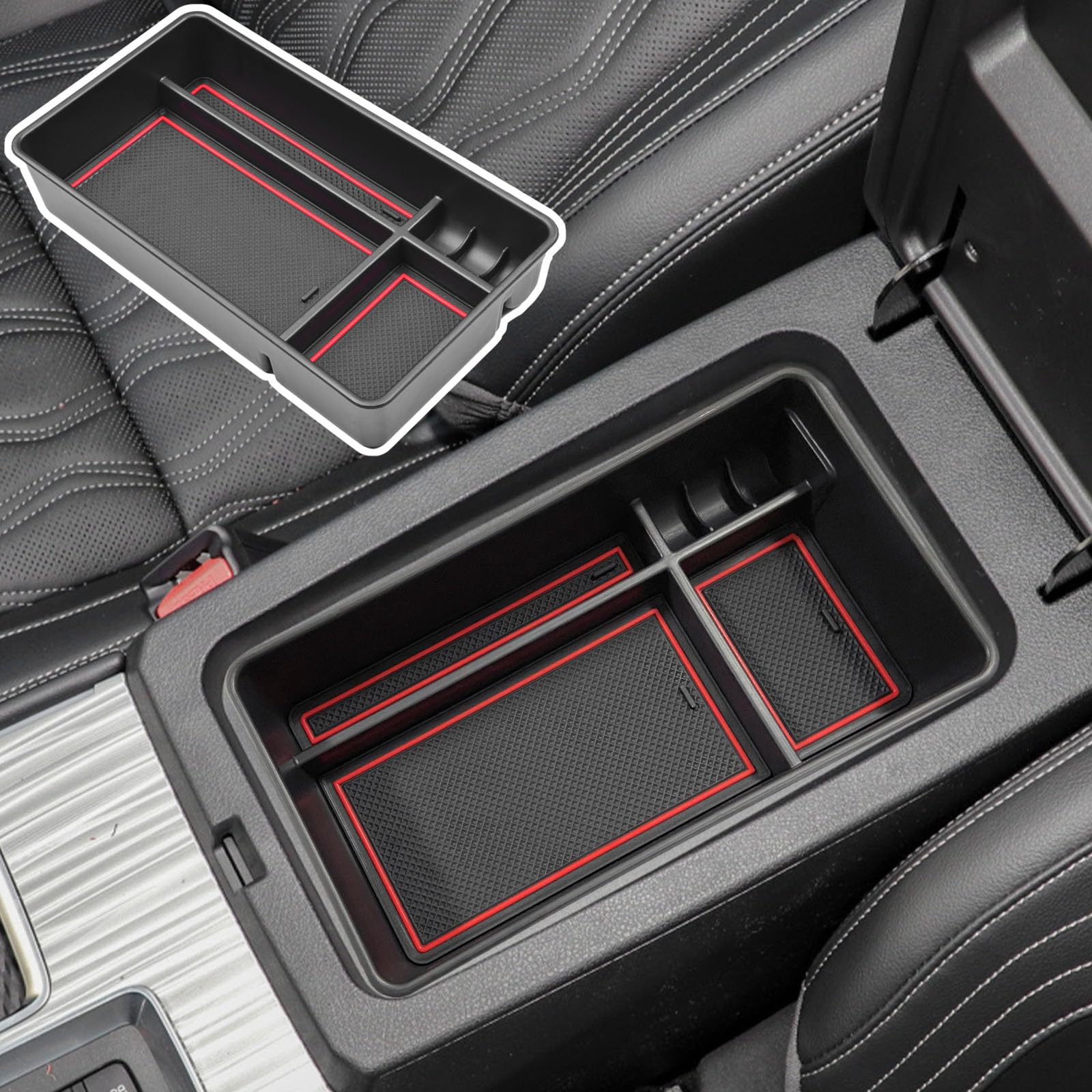 Center Console Organizer for Nissan Altima 2019-2026 Accessories | Altima 2019 2020 2021 2022 2023 2024 2025 2026, Armrest Insert Tray with Coin Holder Keep Organized with Rubber Pad, Red