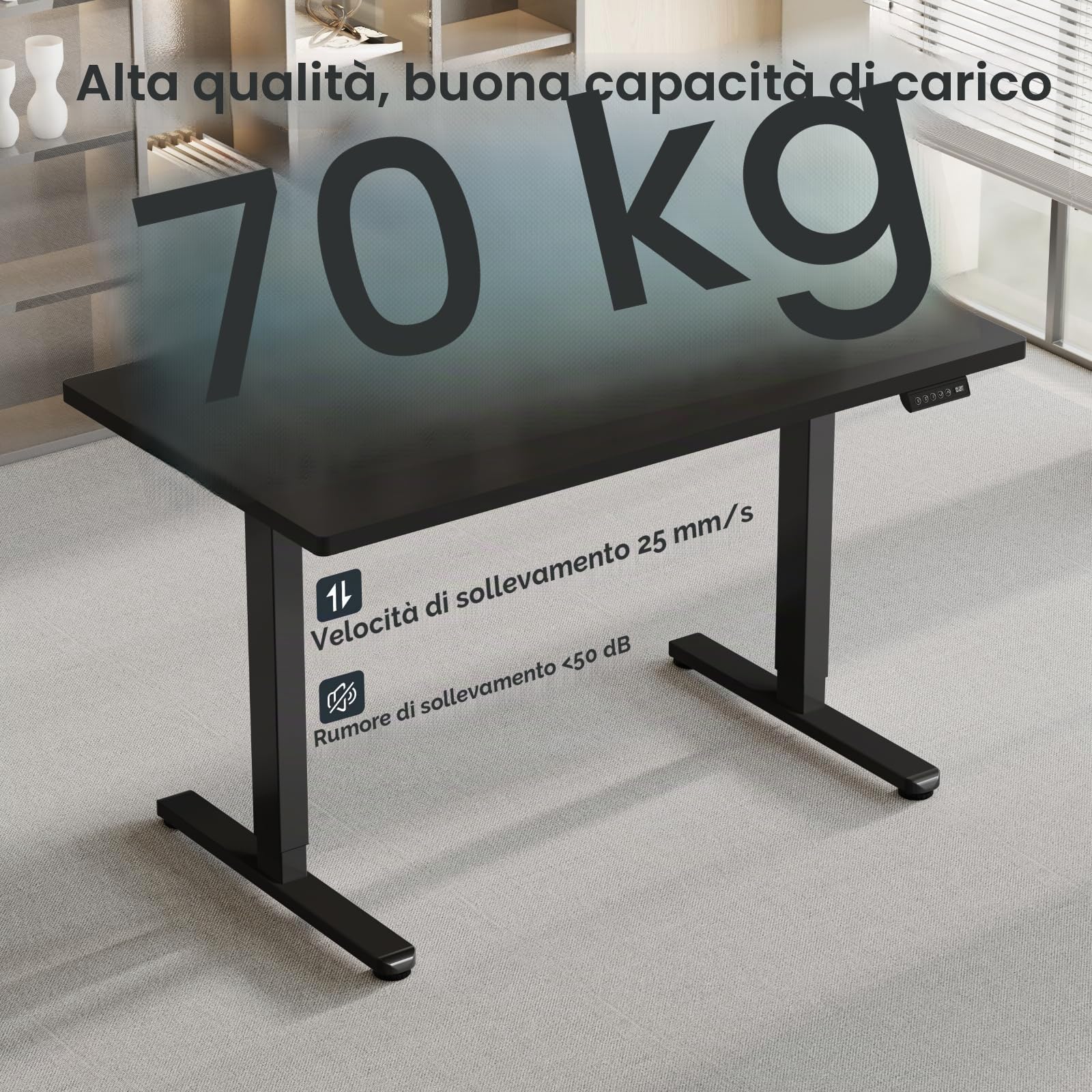 Flamaker Scrivania Regolabile in Altezza da 73 cm a 122 cm con Tasti di Memoria e Funzione di Protezione Contro le Collisioni, Nero | Telaio della Scrivania Elettrica Regolabile in Altezza con Tasti di Memoria e Funzione di Protezione Contro le Collisioni