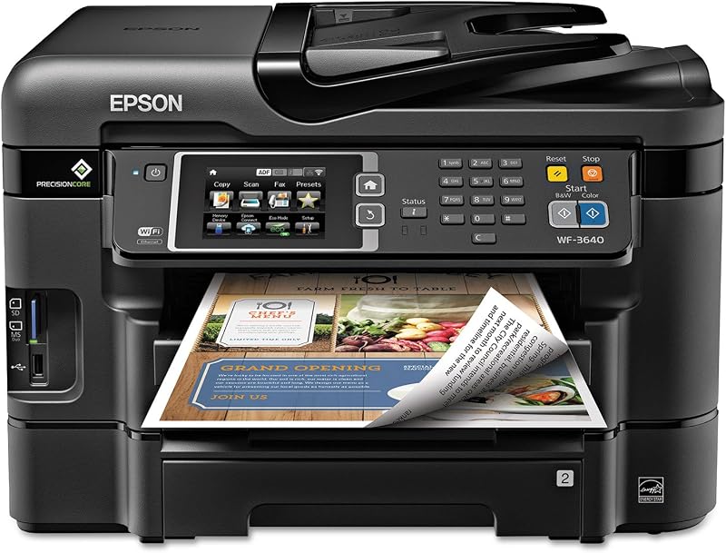 Epson Workforce WF-3640 Impresora inalámbrica de inyección de tinta en color todo en uno con escáner y fotocopiadora, lista para reabastecimiento de Amazon Dash