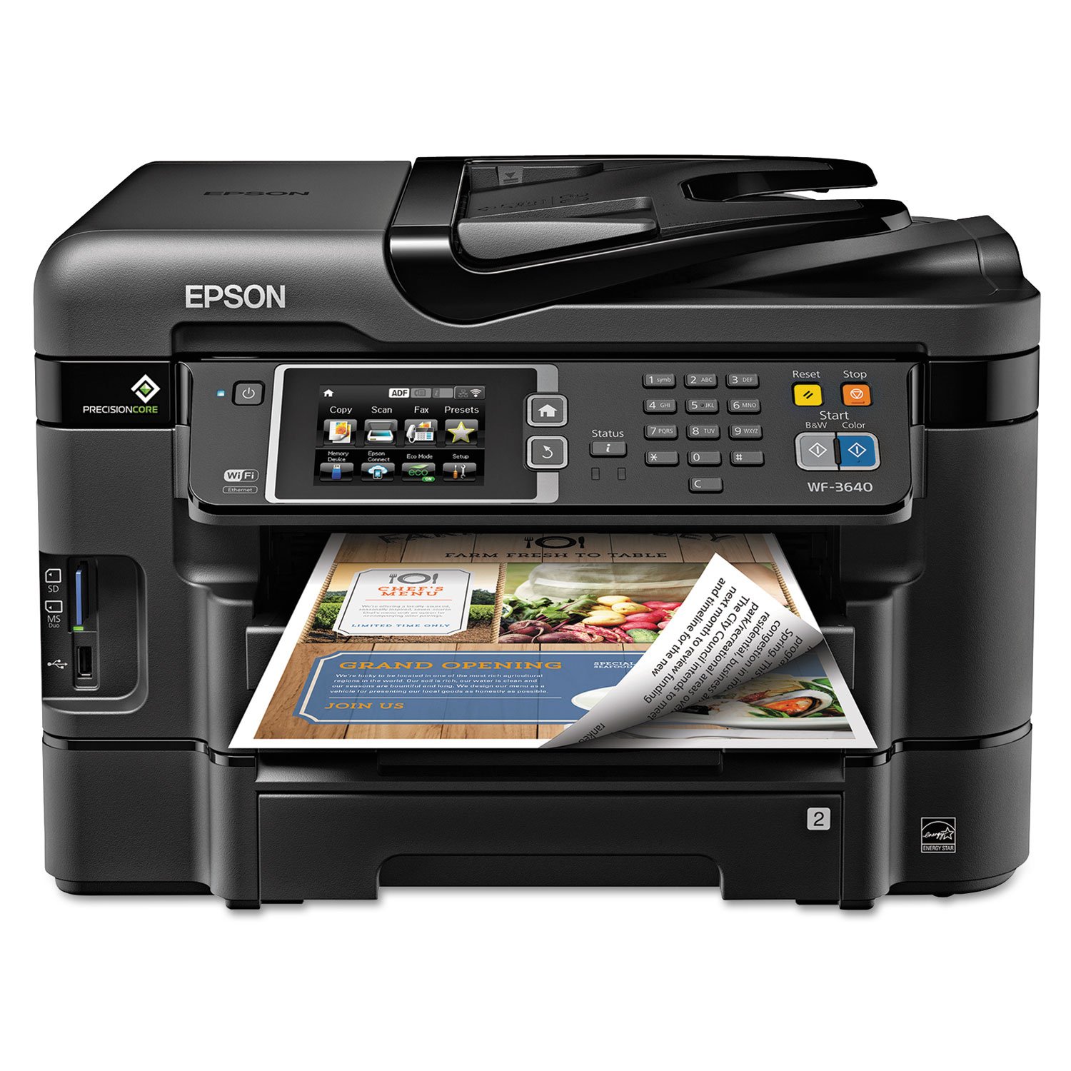 WorkForce WF-3640 Wireless Color All-in-One Inkjet Printer with Scanner and Copier, Amazon Dash Replenishment Ready