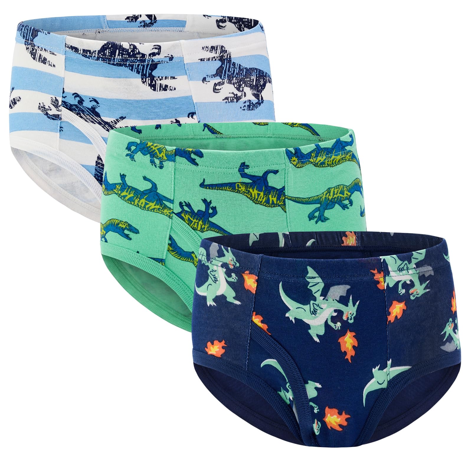 ANLUKE Boys Briefs Underwear 100 Cotton Soft Underwear for Toddler with Dinosaur Truck Ocean Patterns