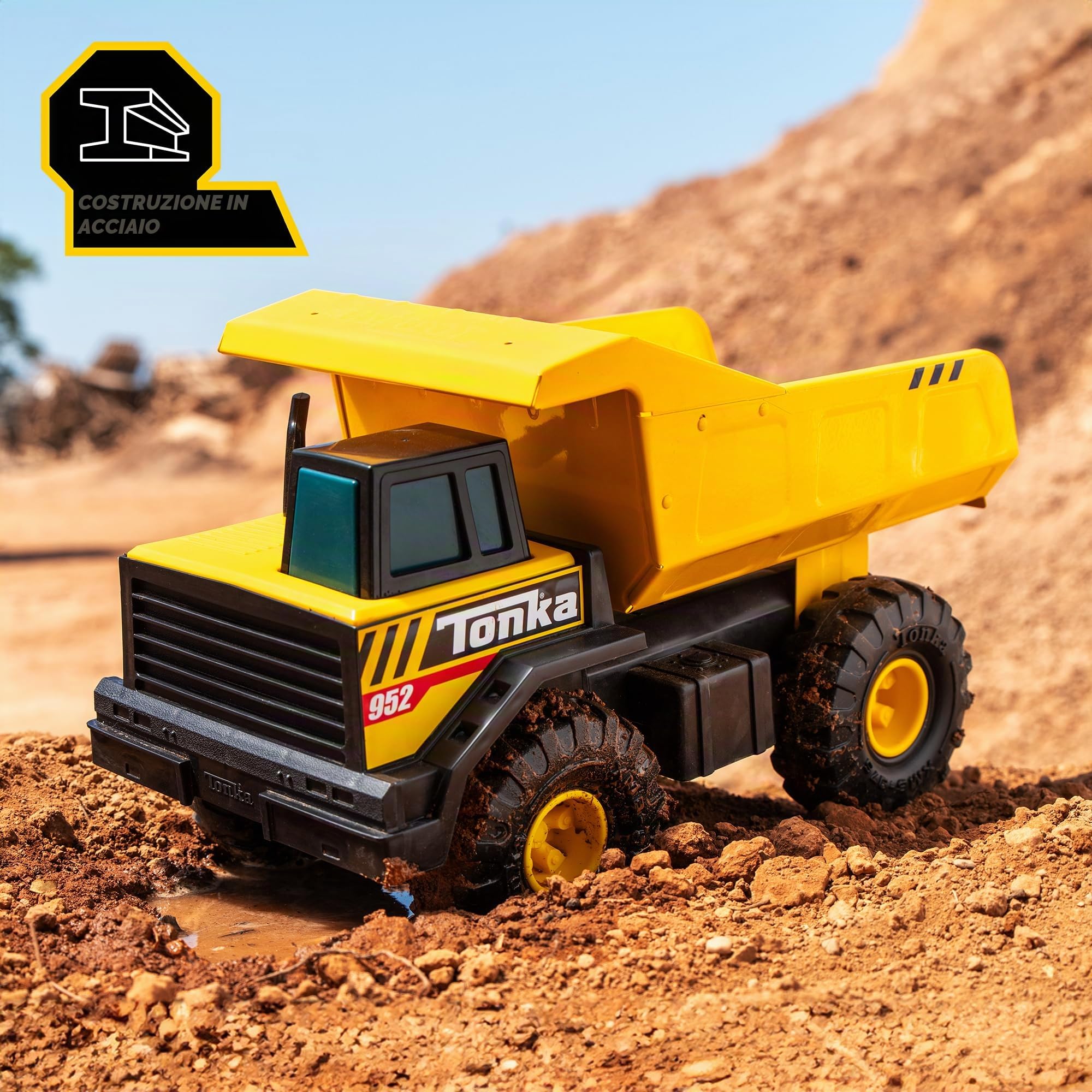 Steel Classics Grande camion ribaltabile, Tonka, giocattolo da costruzione, veicoli giocattolo per giochi creativi, grande autocarro ribaltabile, regalo per bambini e bambine dai 3 anni in su
