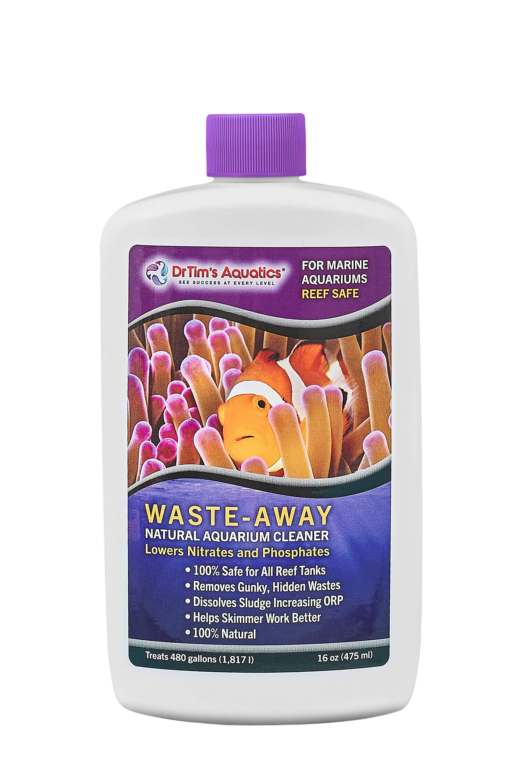 DrTim’s Aquatics Waste-Away Reef – 16 oz – Natural Maintenance Formula – Helps Break Down Hidden Organic Waste, Supports Flow & Clarity, Keeps Filters Running Freely