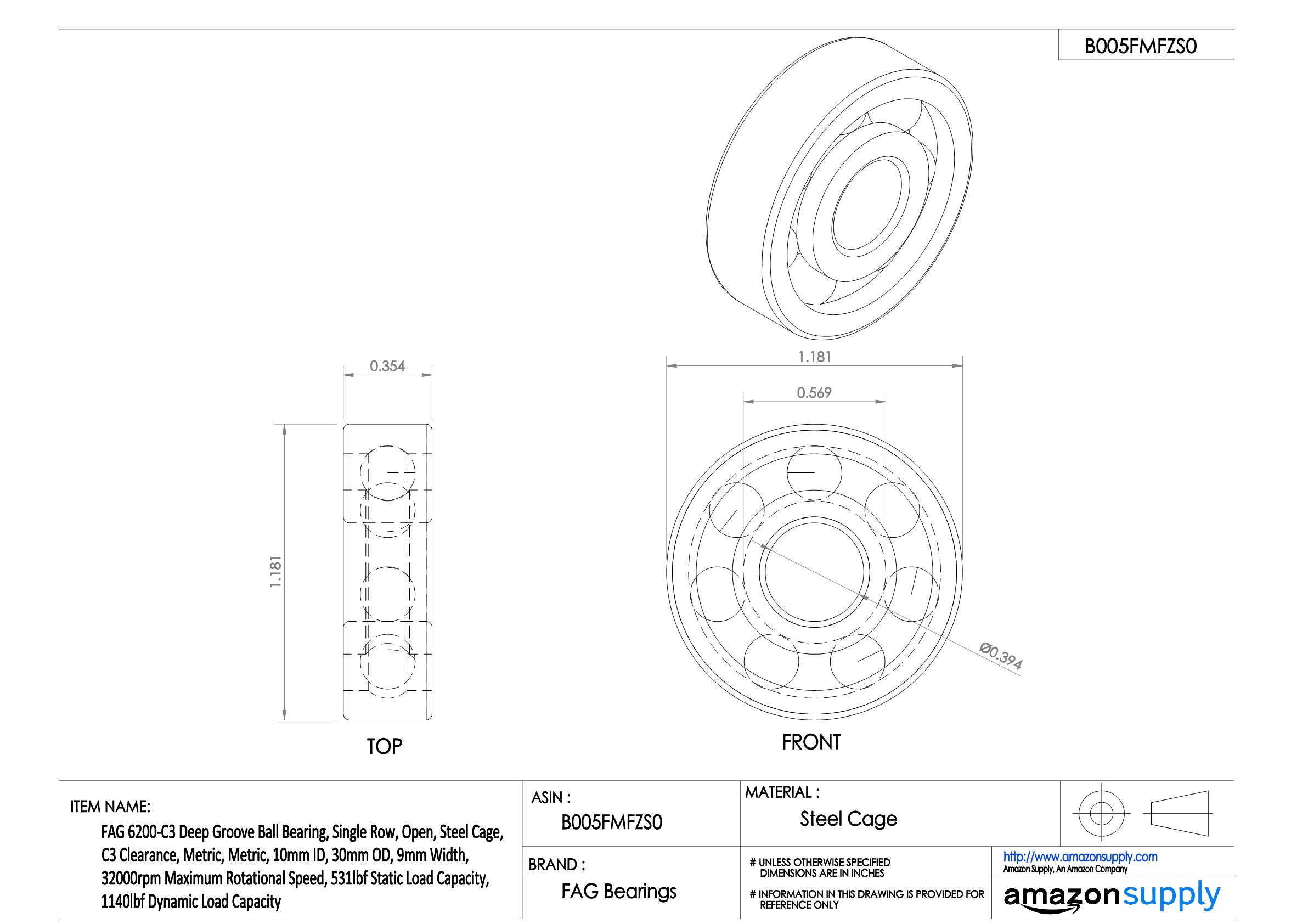 6200/C3 | Cuscinetto A Sfera Cuscinetti Radiali A Una Corona Di - Foto 3