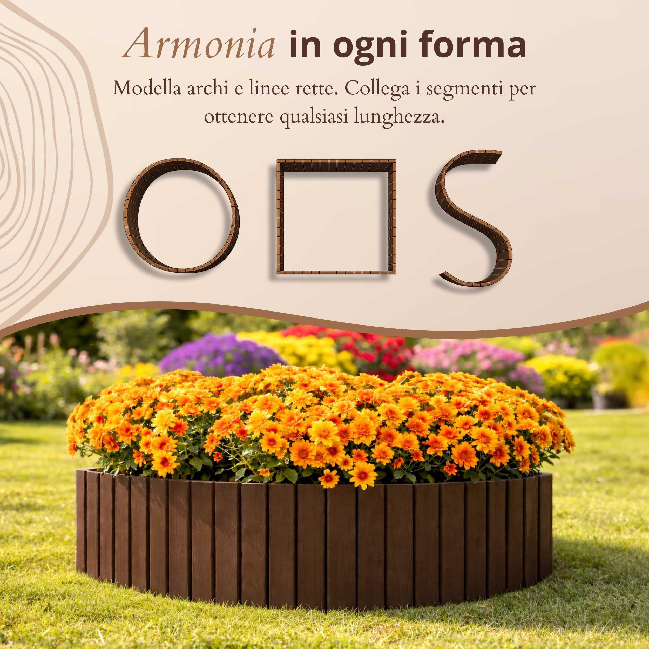 Floranica Bordura Giardino H30 x L200 cm Marrone bordo dritto | Palizzata in pino a bordo dritto, recinzione bassa dalle linee pulite – impregnata senza cromo, lineare