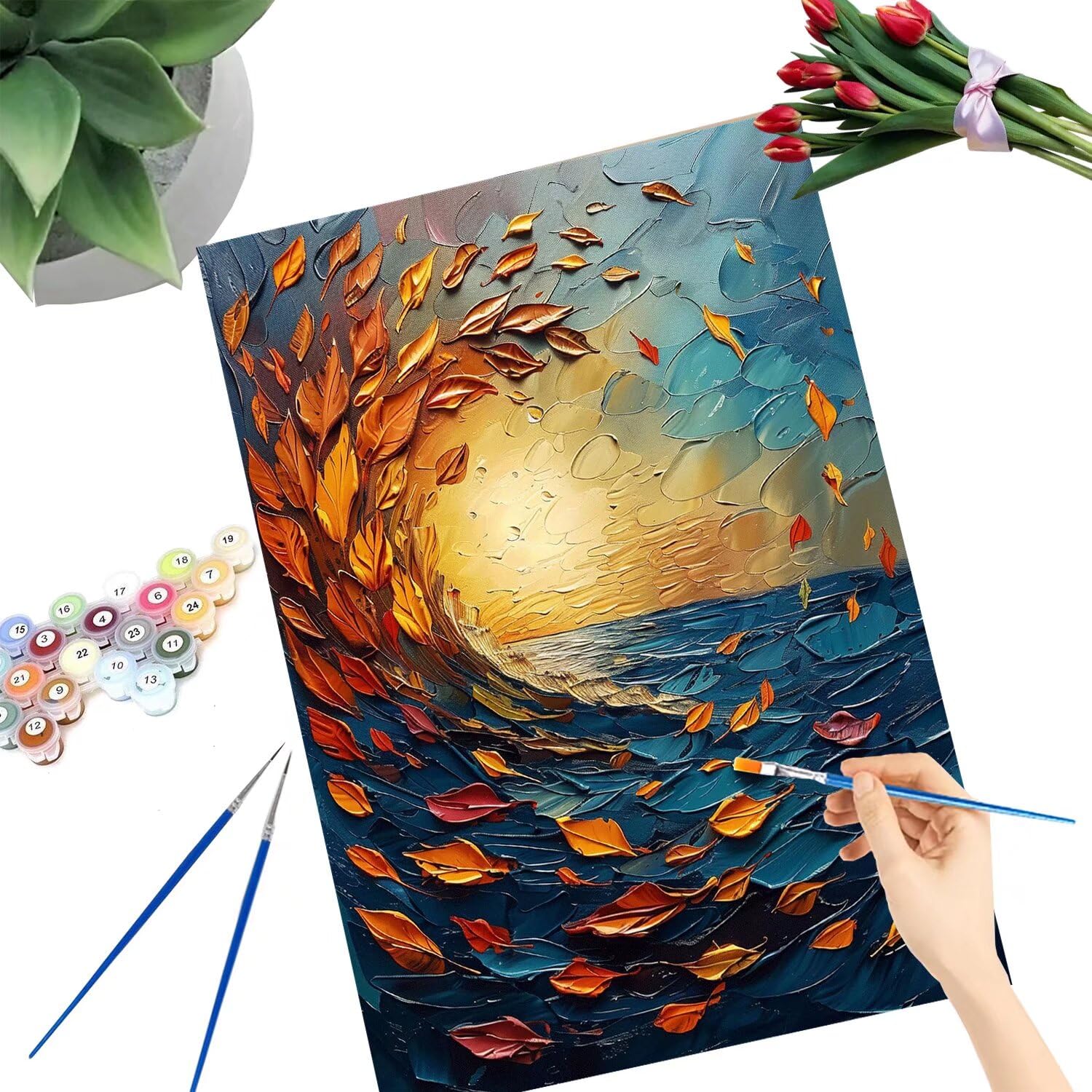 Pintar por Numeros Adultos pintar por numeros niños manualidades niños 10 años, DIY Pintar por Números de Pincel y Pintura acrílica Decoraciones para el Hogar Manualidades, sin Marco 60x80cm C-54