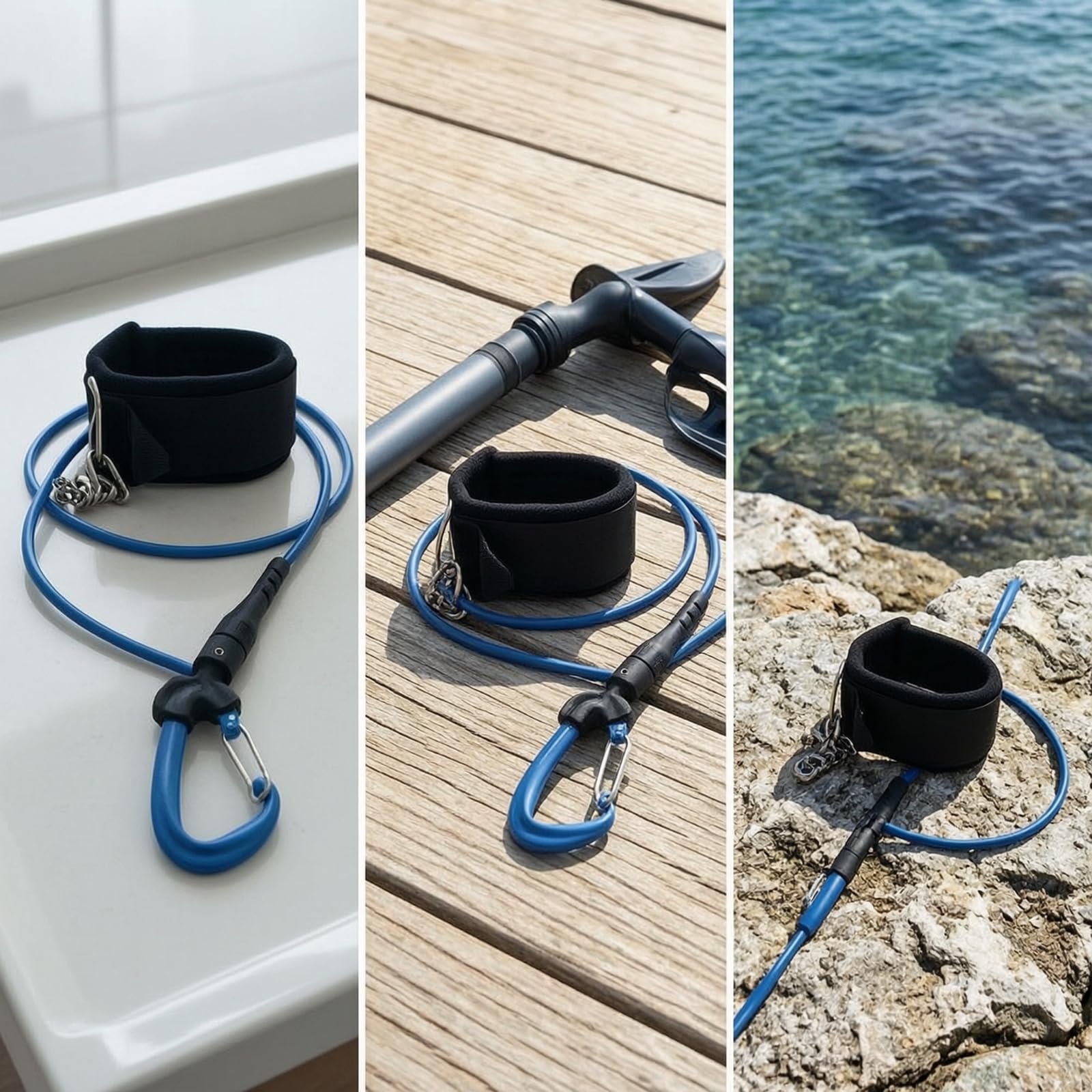 Longe Poignet avec Mousqueton Compact Cor Sécurité avec Bracelet Flexible Laisse Plongée En Apnée pour Entraînement sous-Marin