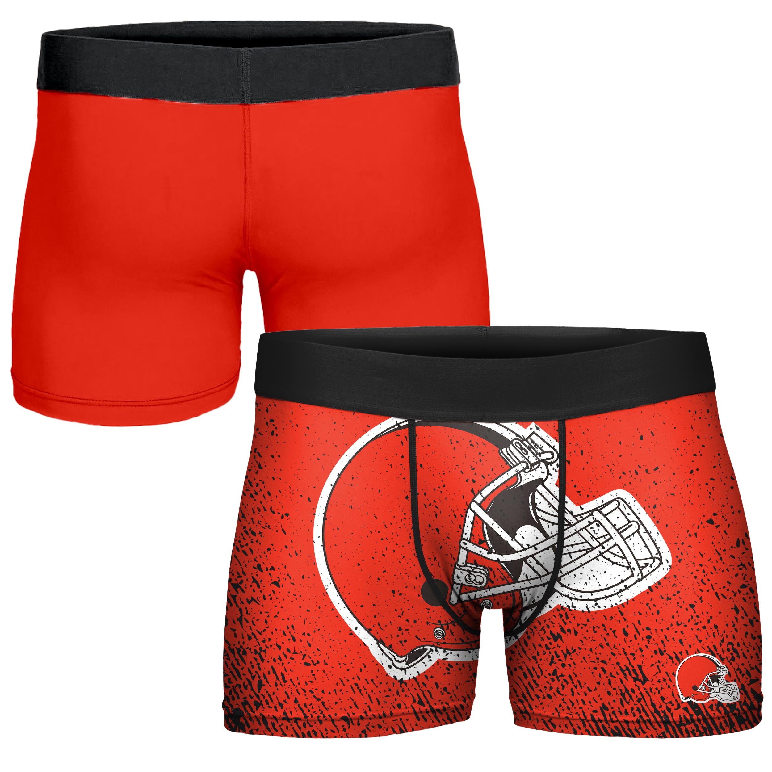 FOCO NFL Men's Officially Licensed Team Color Primary Logo Football Fan Essential Boxer Briefs Underwear - Cleveland Browns - Large