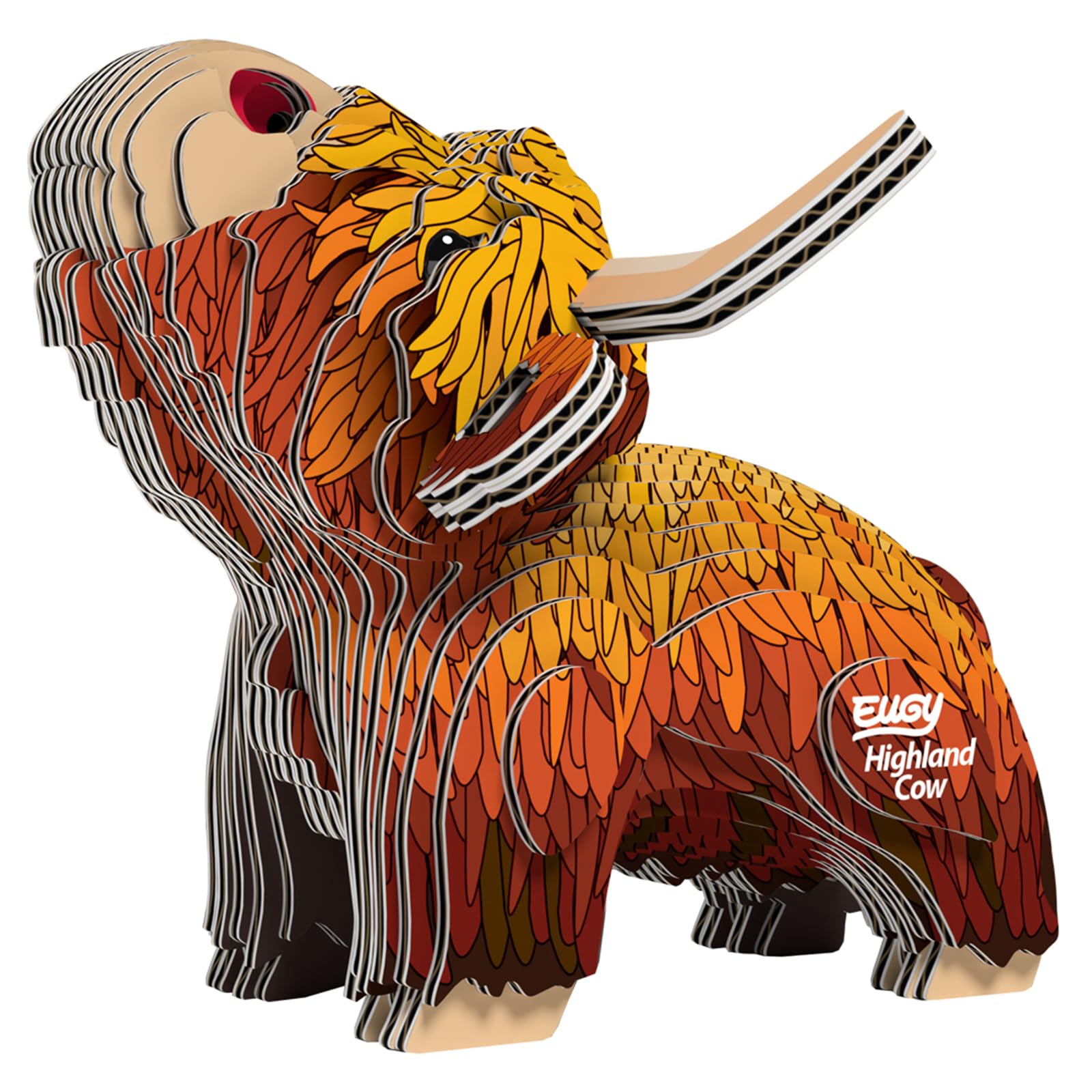 Eugy 650106 Hochlandrind, Puzzle 3D In Legno Per Bambini E Adulti Da Assemblare, Figura Animale Fai Da Te, Set Di Artigianato Dai 6 Anni In Su, Marrone Ca-image