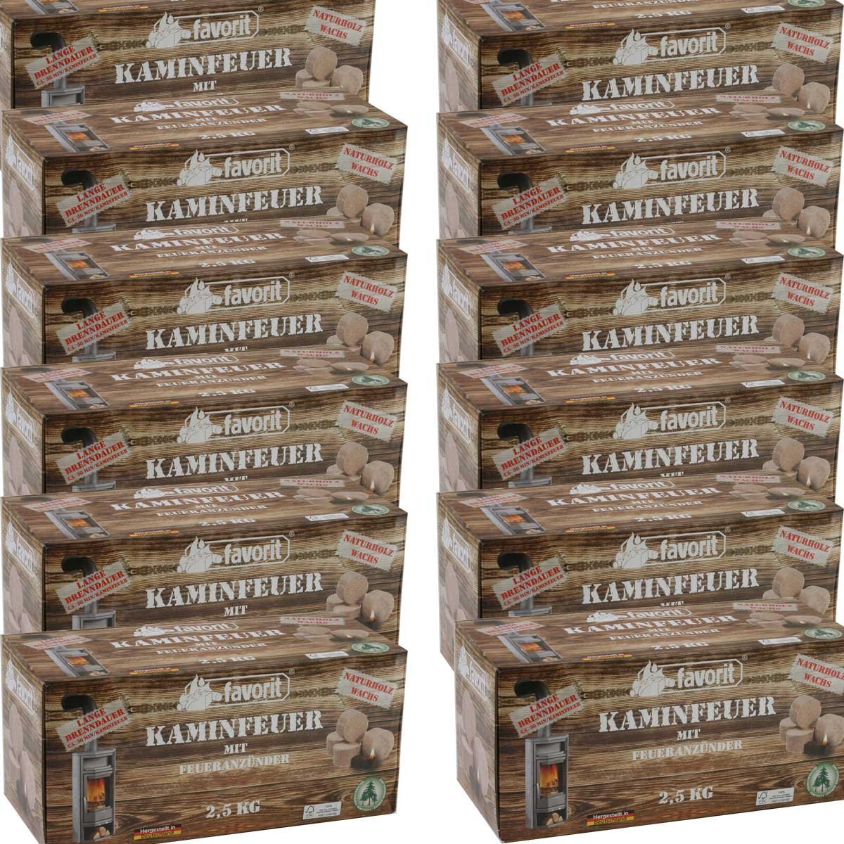 FAVORIT Kaminfeuer Jumbo Anzünder 30 kg, Naturholz und Wachs, Geschmacksneutral, Block, Anzünder, Feuerzeug