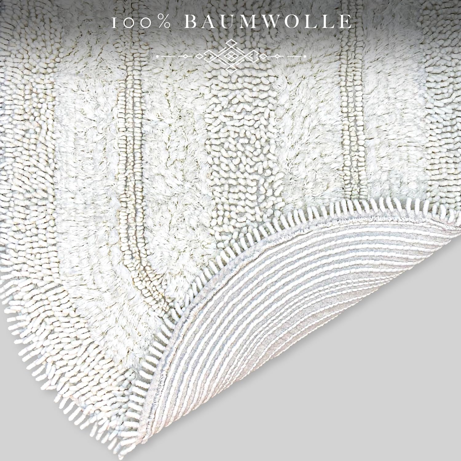 Oval Badematte Creme, 2er Set (60x100 cm + 50x60 cm)| Badezimmerteppich, Badteppich | Weiche Bad- und Duschvorleger | Für Bad, Dusche und Toilette, Maschinenwaschbar Badvorleger Macoroni