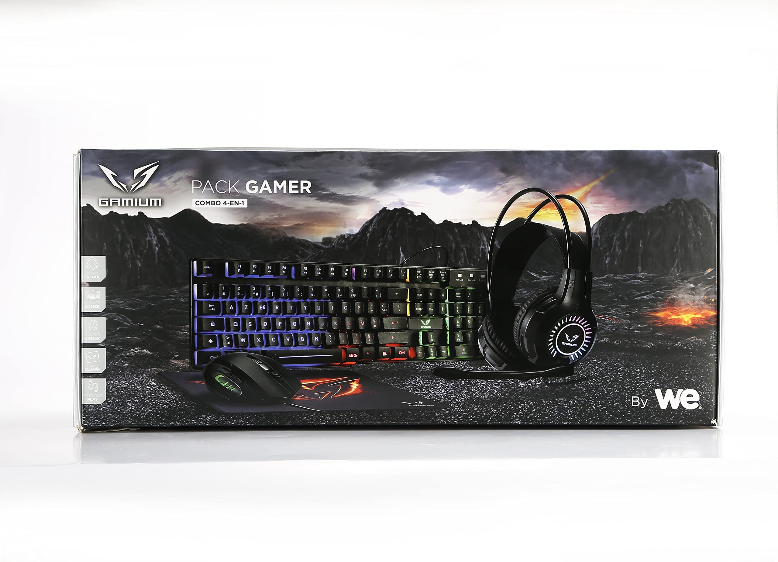 WE Gamium Bundle 4 in 1 per PC cuffie con microfono + tastiera + mouse + tappetino per mouse