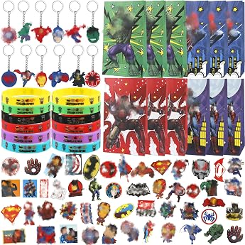 86 Pieces Party Bag Childrens Birthday Party Bag Set Key Chain Stickers Children Bracelets Party Bag for Childrens Birthday Party Bag Accessories