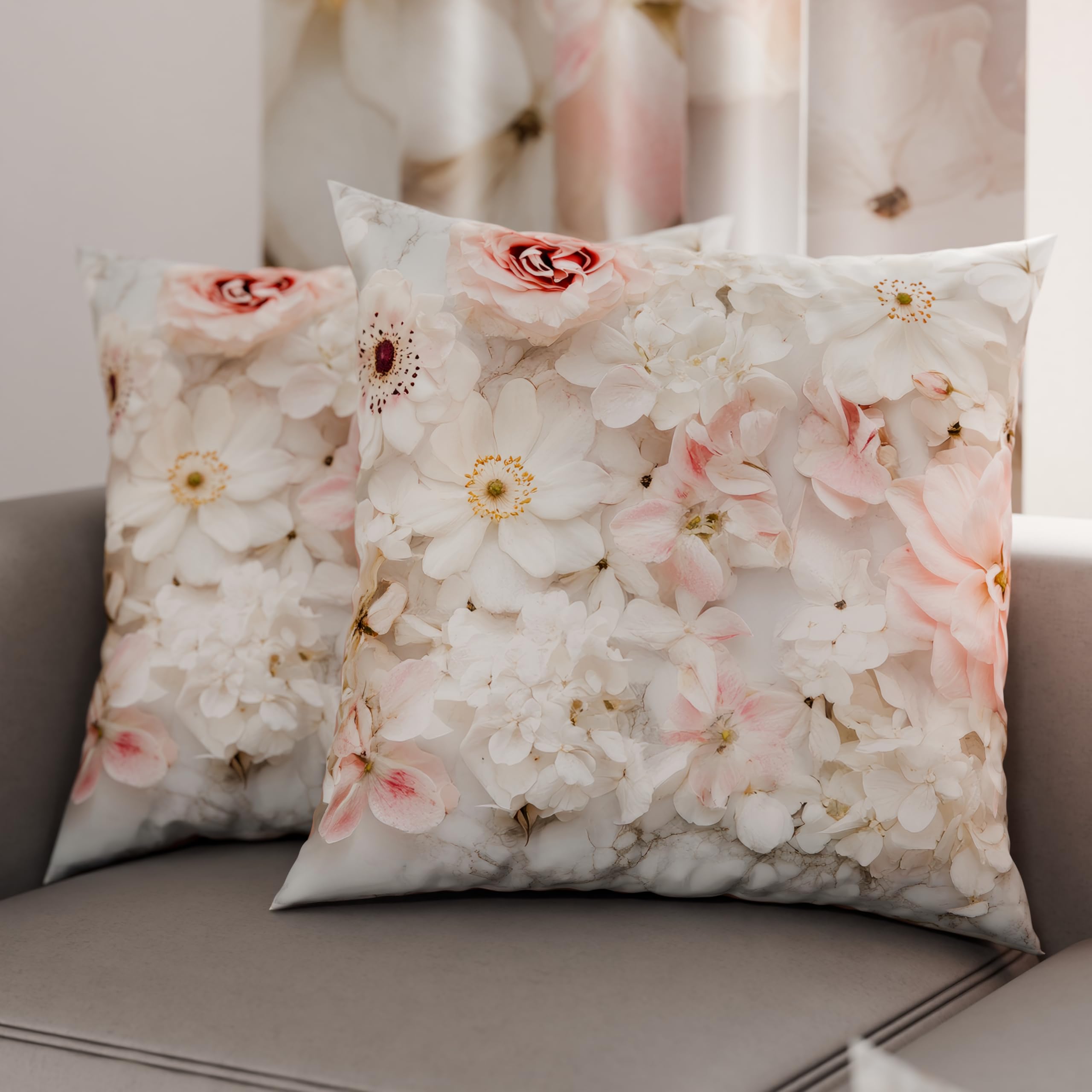 PETTI Artigiani Italiani - Coppia di Federe Cuscino 80x80 cm in Microfibra, Cuscini Arredo Camera da Letto, Divano, Salotto, Set 2 Fodere Copricuscino, Federa Floreale 06 21, 100% Made in Italy