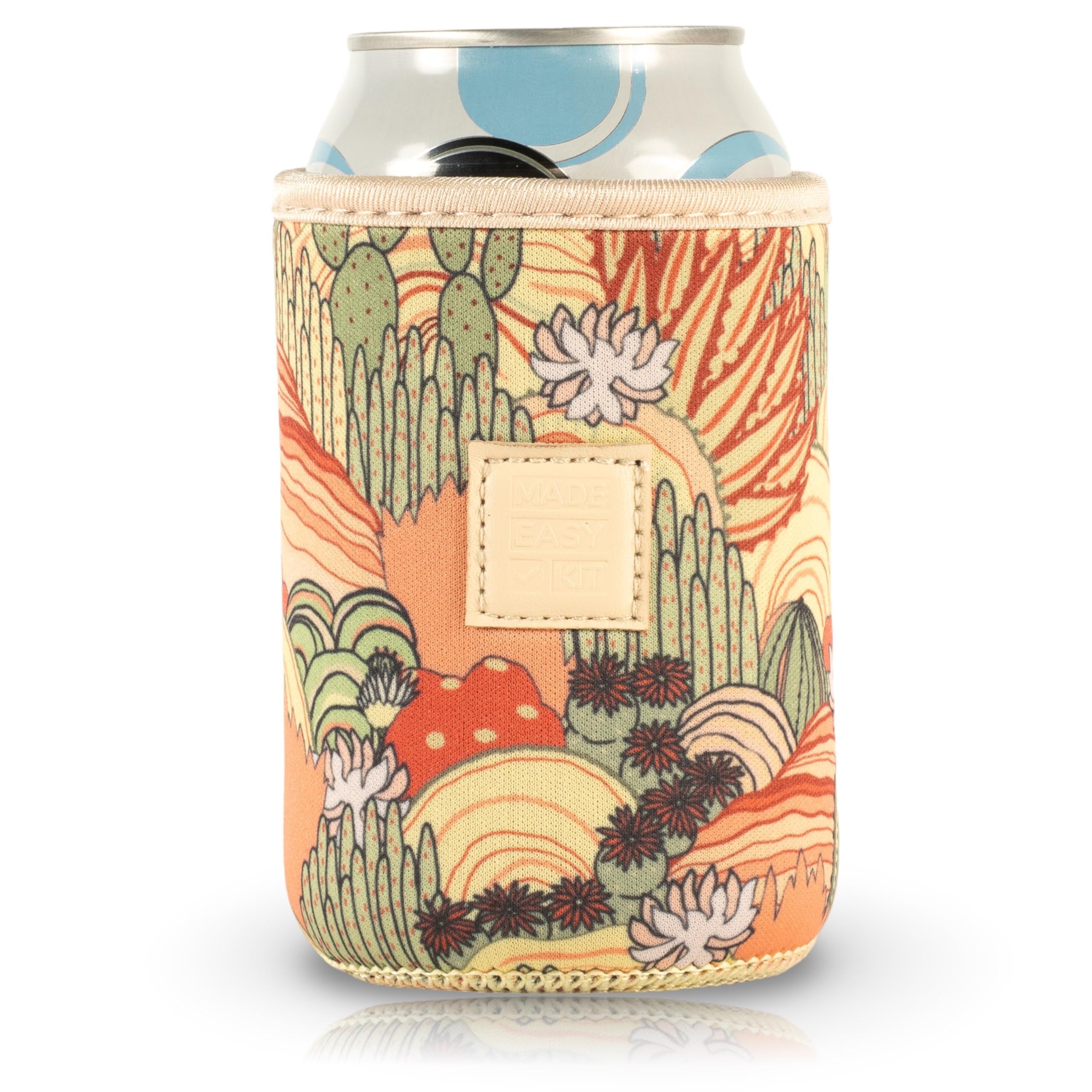 Made Easy Kit Neoprene Can Cooler Cover & Holder – Extra Thick 5mm Insulated for 12oz Cans | No Sweat, No Mess, Maximum Chill (Khaki Desert, 12 Ounces