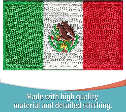 Miniatura 3 de Laughing Lizards Parche pequeño de México (paquete de 5), paquete de 5 parches para planchar con la bandera del país mexicano, ideal para sombreros,
