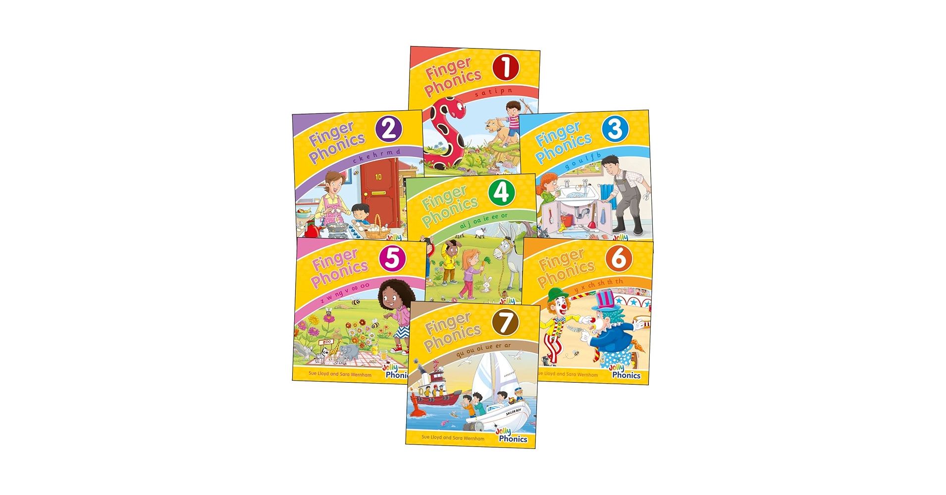 Finger Phonics Books 1-7: in Precursive Letters (British