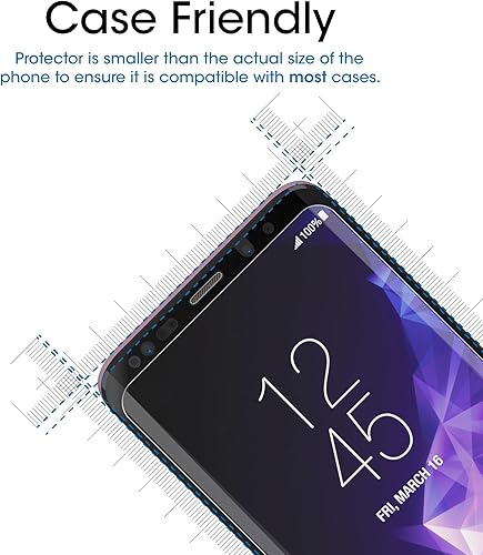 Miniatura 5 de amFilm Protector de pantalla de cristal para Galaxy S9 Plus, curvado 3D, matriz de puntos, pantalla completa, protector de pantalla de cristal