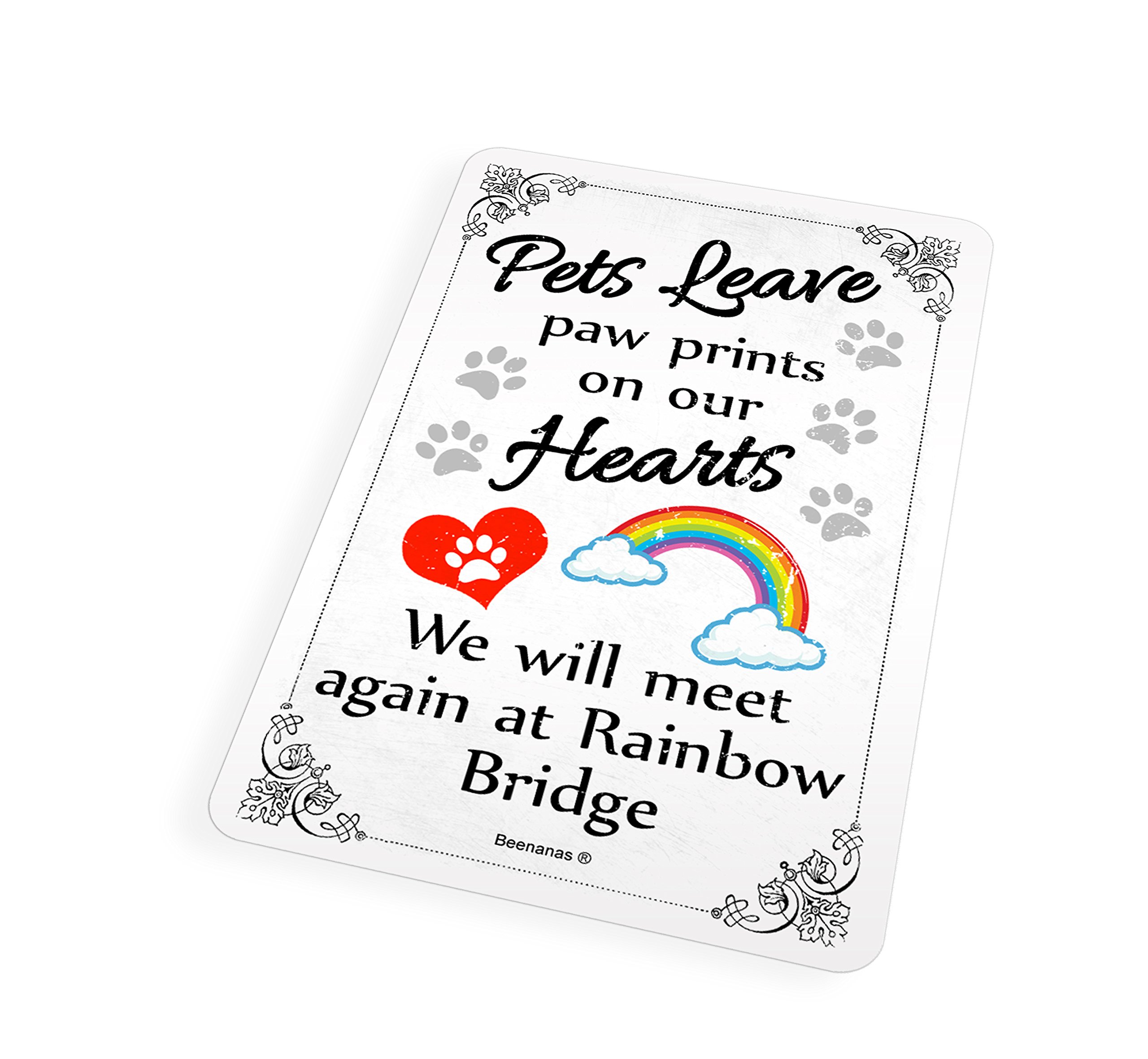 Beenanas Dog Or Cat Rainbow Bridge Pet Paw Prints Heart Cute Mini Plastic Keepsake Card