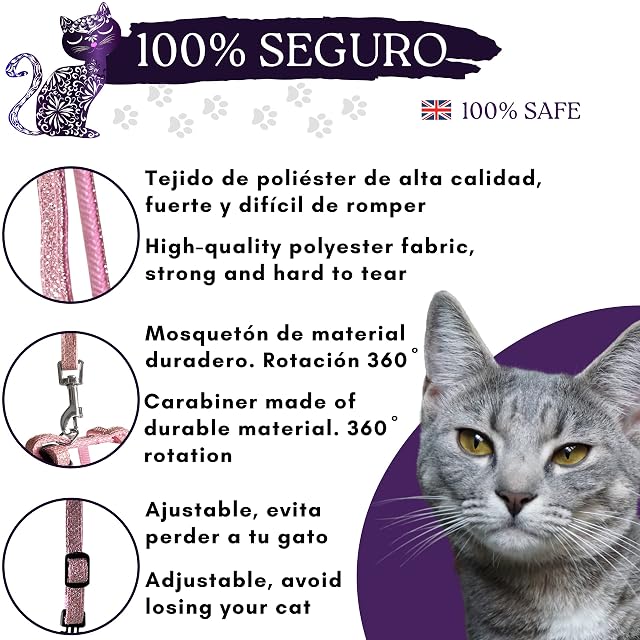 Foto 2 de 7 de Arnés de Gato Ajustable + Correa de 100 cm Incluida