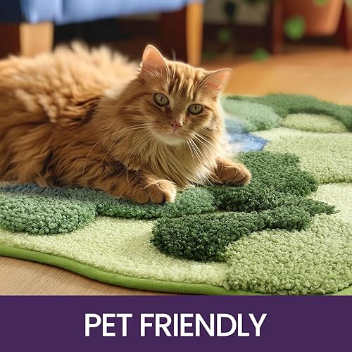 Miniatura 9 de DEXI Tapete de baño de musgo, ultra grueso, suave, verde, absorbente de agua, antideslizante, de microfibra, para suelo de baño, ducha, fregadero,