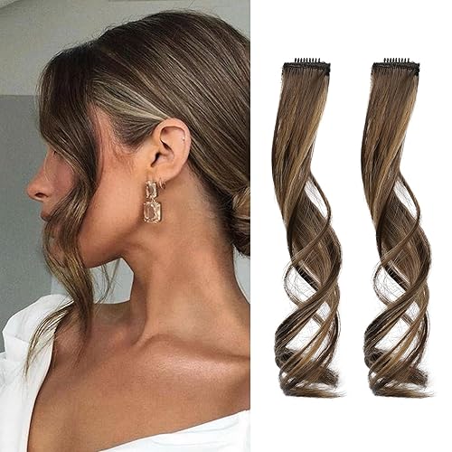 REECHO Long Side Air Bangs, Wavy Curly Clip in Curtain
