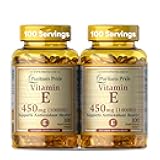 Vitamin E-450mg (10,000IU), Vitamin Supplement for Immune System Function and Antioxidant Health Support, 100 Rapid Release Softgels, 2 Pack