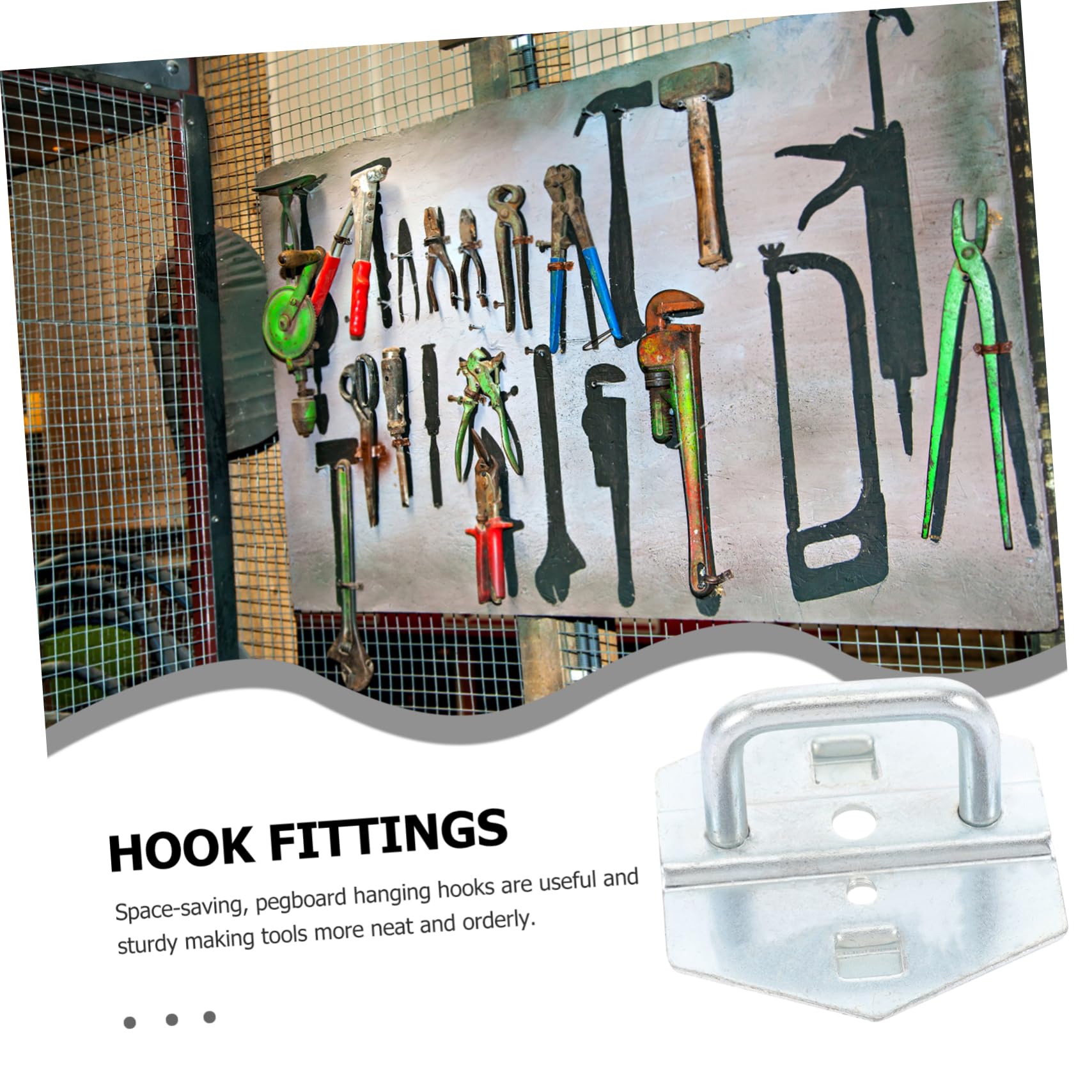 KALLORY 6Pcs Heavy Duty U Shaped Pegboard Hooks for Tool Organization Sturdy Metal Hanging Hooks for Garage Home Workshop Space Saving for Picture Mirror Hanging